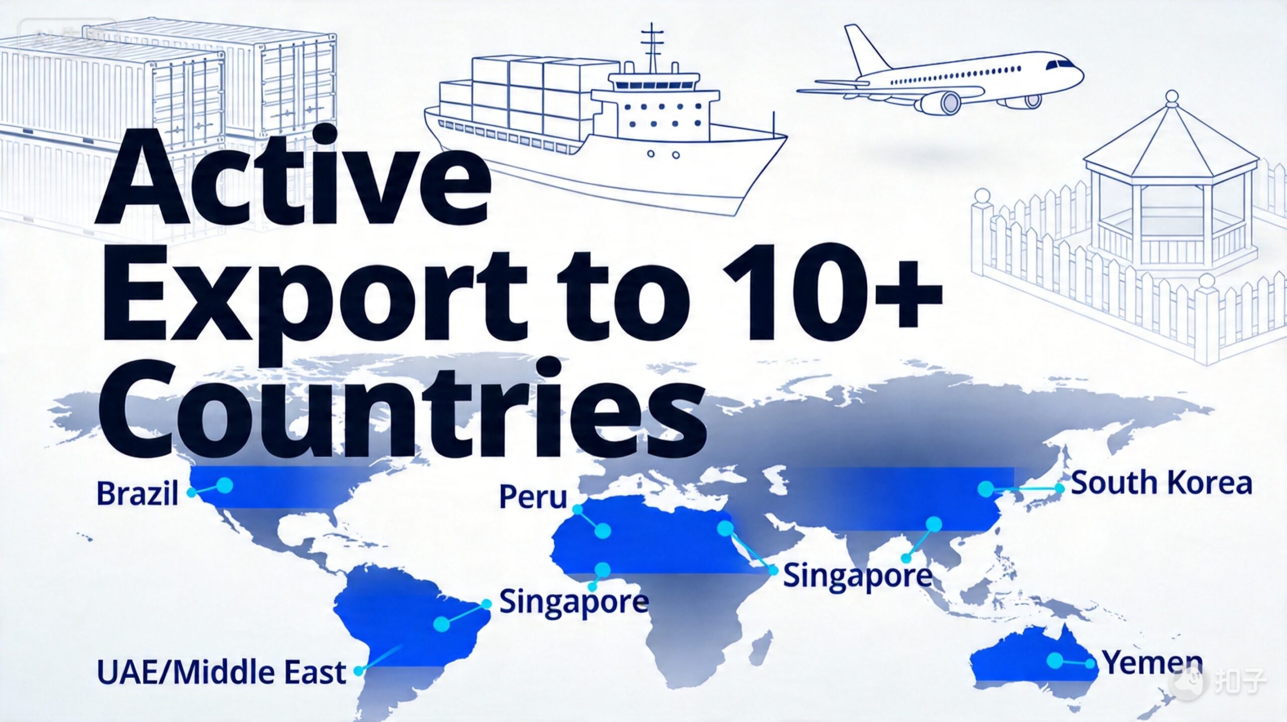 World map showing Yandi Aluminum export destinations